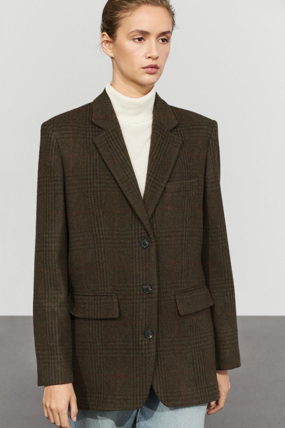 Blazer en laine à carreaux