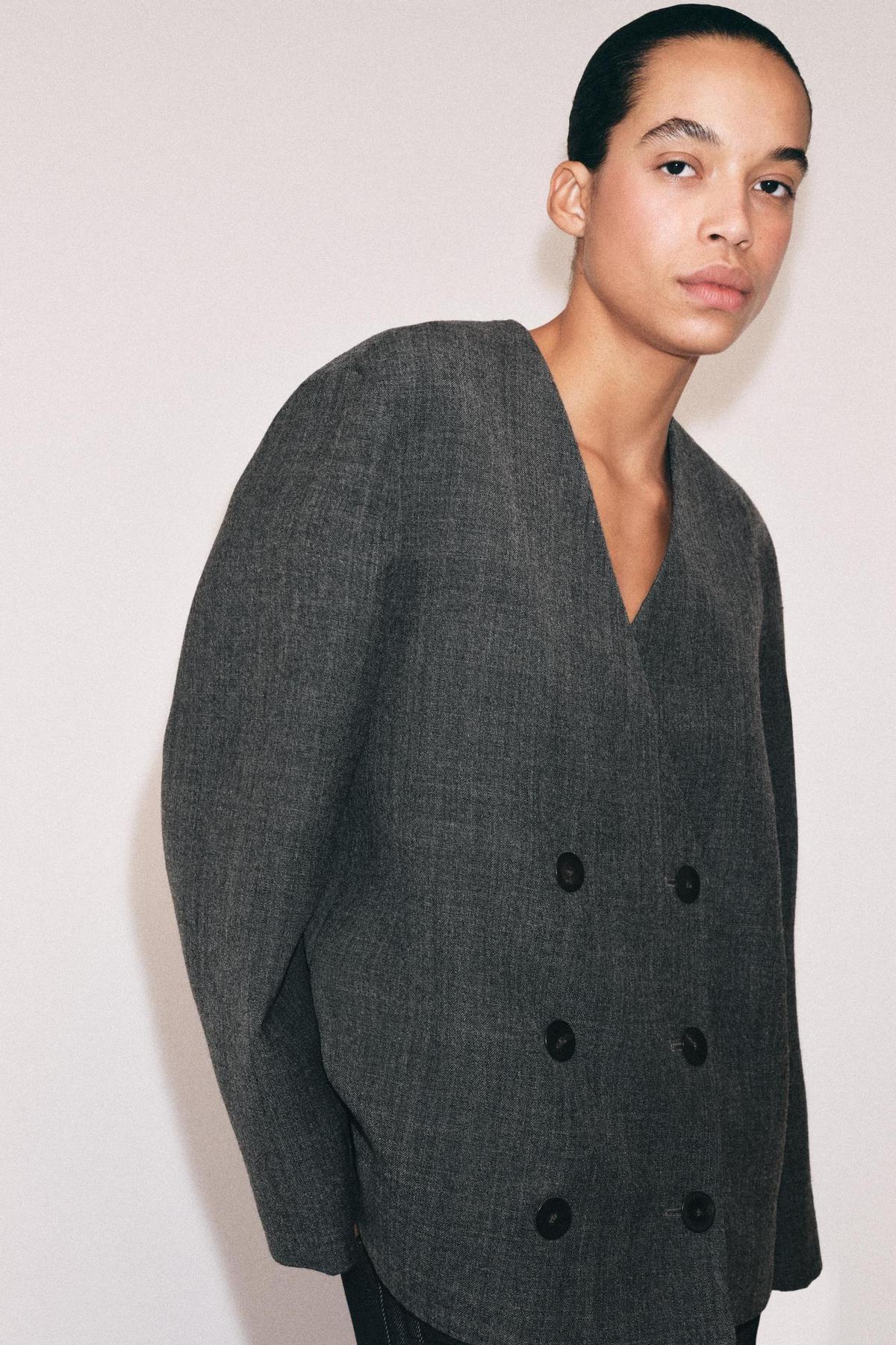Blazer oversize en laine gris