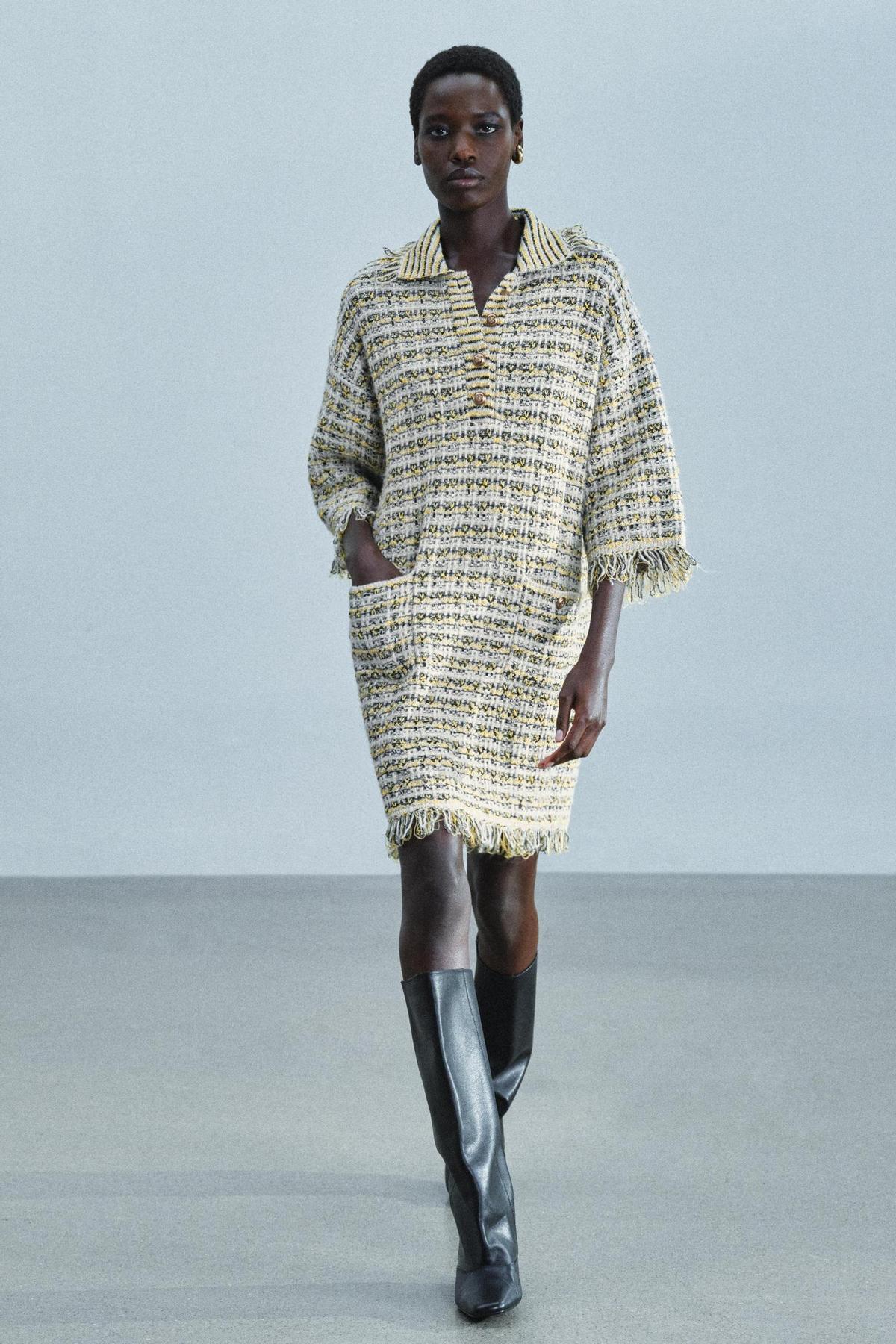 Robe en maille texturée multicolore