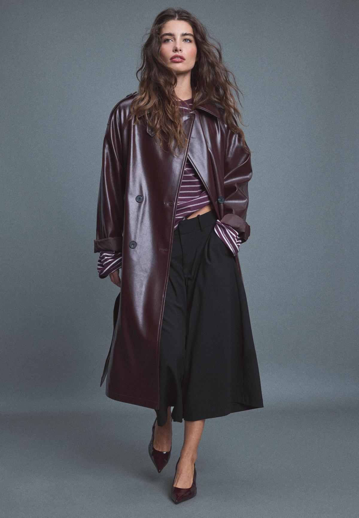 Trench effet cuir Stradivarius