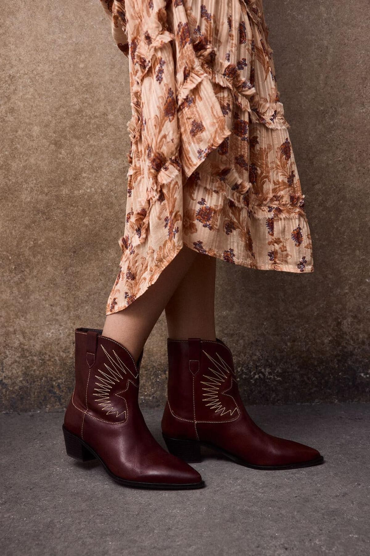 Bottines cowboy en cuir