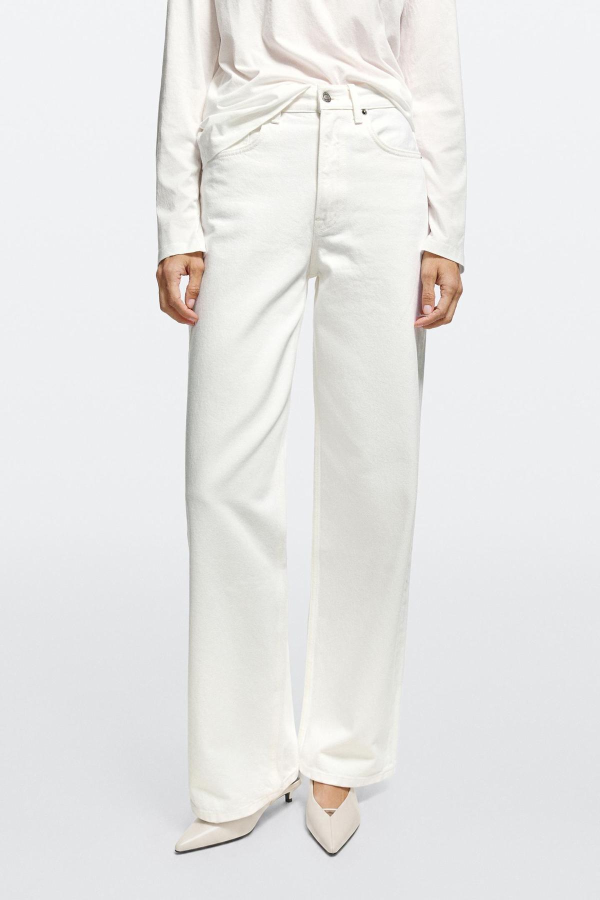 Jean large taille haute blanc